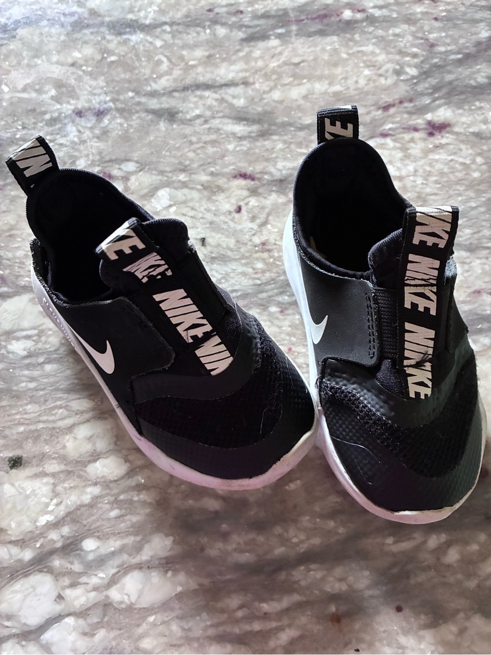 Nike Kids Flex Runner Black and White Slip-On Sneakers
